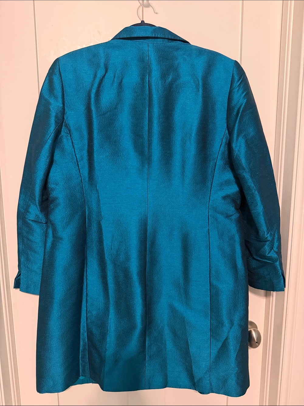 Vintage Women’s Teal Satin Longline Blazer by Linda Allard Ellen Tracy Size 14 - Picture 3 of 6